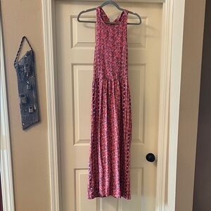 Japna Vibrant Pink Floral Maxi Dress